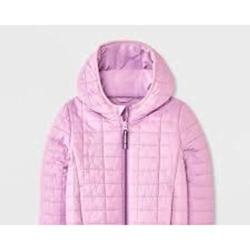 Cat & Jack Baby Girls Pink Quilted Puffer Jacket Fleece Lined Hooded 12M